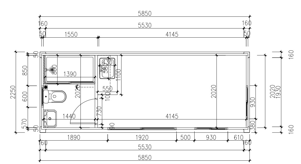Cabin 20ft large Shower